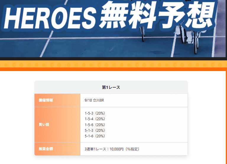 競輪ヒーローズ 的中画像（9/18 立川8R）